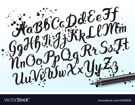 Hand Drawn Brushpen Alphabet Letters Royalty Free Vector