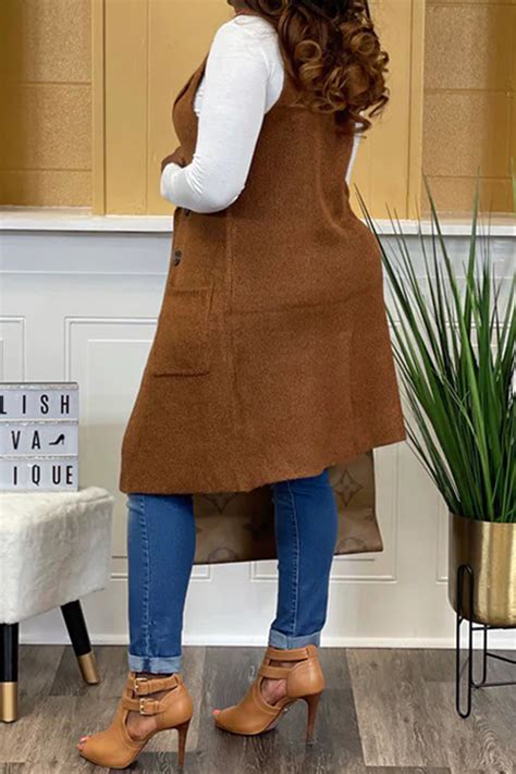 Wholesale Green Casual Solid Cardigan Turndown Collar Outerwear K63874