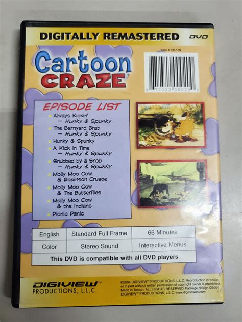 Cartoon Craze Hunky Spunky And Molly Moo Cow Picnic Panic Dvd Used