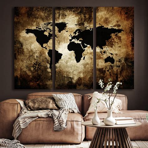 Ljuddämpande tavla The world map Tavla i tre delar Canvasbutik se