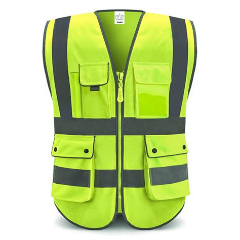 Xiake High Visibility Reflective Safety Vest With Tools Pockets Zipper