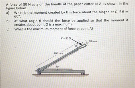 Solved A Force Of N Acts On The Handle Of The Paper Chegg