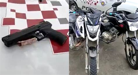 Homem réplica de arma é preso suspeito de roubar mercado e moto no