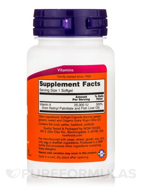 Now Vitamin A 100 Softgels 25000 Iu Artofit