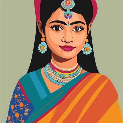 Premium Vector A Lovely Beautifull Sweet Women In Saree