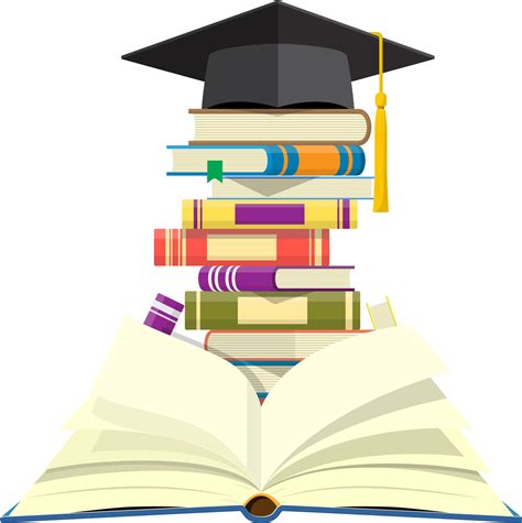 Graduation Cap On Stack Of Books Png