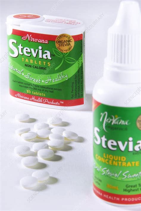 Stevia Sweetener Tablets And Bottle Stock Image C0041899 Science