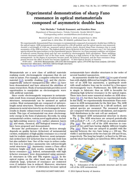 Experimental Demonstration Of Sharp Fano Resonance In Optical