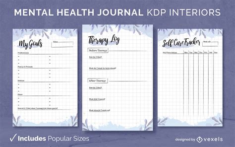 Mental Health Watercolor Journal Design Template Kdp Vector Download