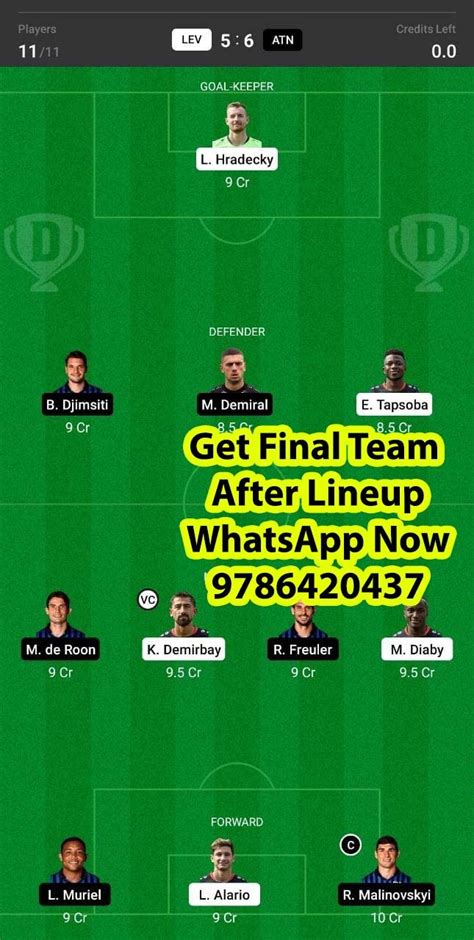 LEV Vs ATN Dream11 Team Fantasy Prediction Europa League