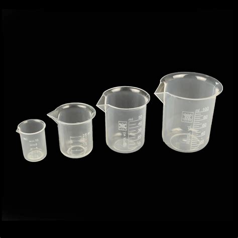 4 Piece Set Graduated Measuring Beakers 10ml 25ml 50ml 100ml