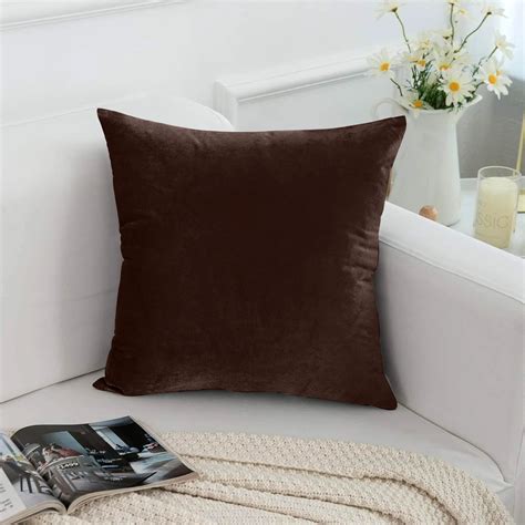 Brown Velvet Cushion Cover And Cushion Fillers Pad Oxford Homeware