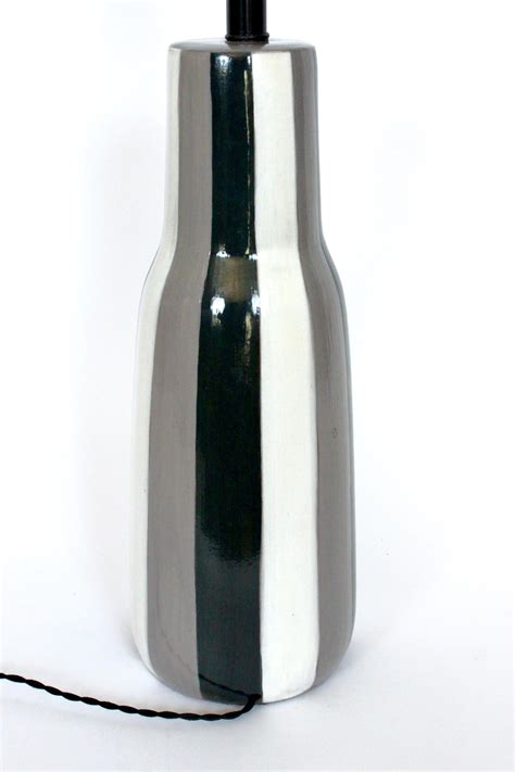 Tall Design Technics Black White And Gray Pottery Table Lamp 1950 S For Sale At 1stdibs