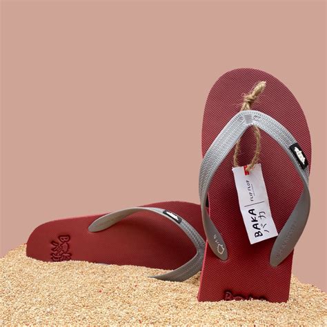 Jual Sandal Jepit Pria Baka Basic Maroon Grey Flip Flop Sandal