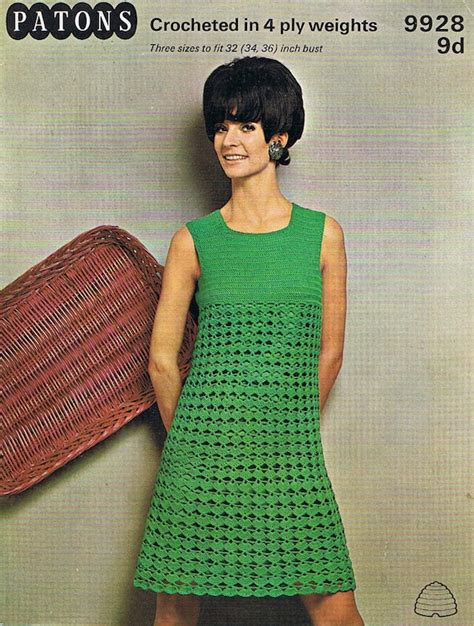 Crochet Dress Pattern 1960s Groovy Dress Pdf T222 Etsy