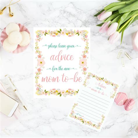 Diy Printable Advice For Mom To Be Sign And Advice Cards Etsy