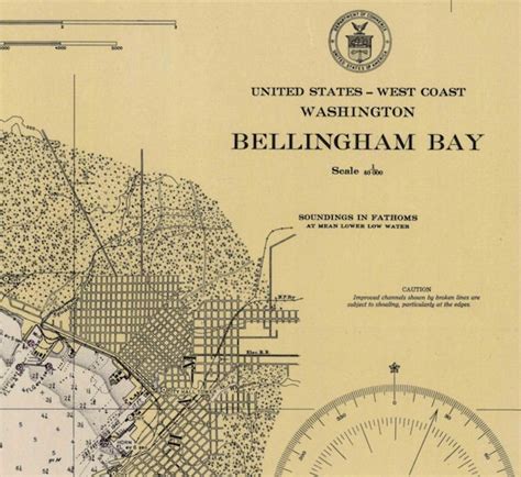 Bellingham Bay 1946 Nautical Map Washington Reprint PC by Oldmap