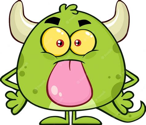 Premium Vector Cute Green Monster Cartoon Emoji Character Sticking