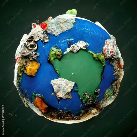 Planet Earth As Trash Rubbish Global Landfill Pollution And