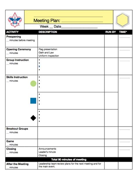 Link To Fillable Troop Meeting Planning Form Team Meeting Agenda Pack