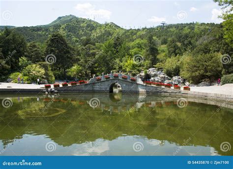 Asia China Beijing Fragrant Hill Park Stone Arch Bridge Editorial