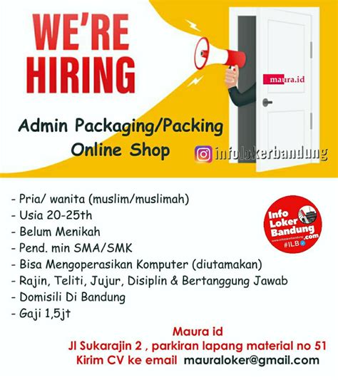 Lowongan Kerja Admin Packaging Packing Online Shop Maura Id Bandung