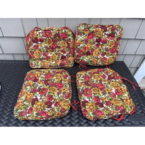 Kitchen | 4 Vintage 6s Floral Kitchen Chair Cushions W Ties Pink Red ...