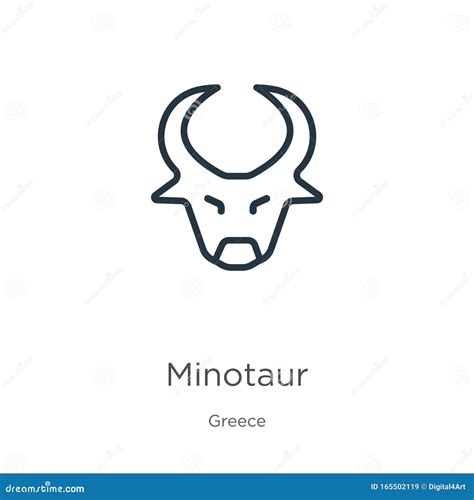 Minotaur Icon Thin Linear Minotaur Outline Icon Isolated On White