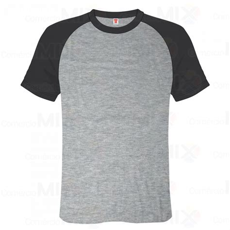 Camiseta Raglan Cinza Mescla Poliester