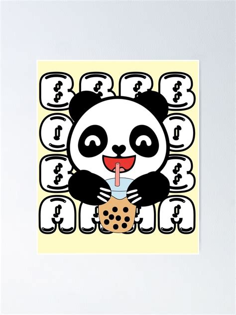 Kawaii Panda Drinking Boba Tea Poster For Sale By Chibicreative