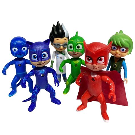 Kit 6 bonecos miniatura heróis de pijama pj masks brinquedo Top