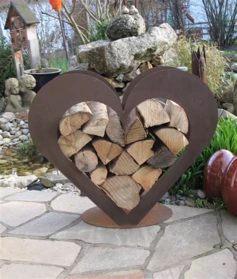 Herz Aus Metall Holz Regal Edel Rost Garten Terrasse Deko