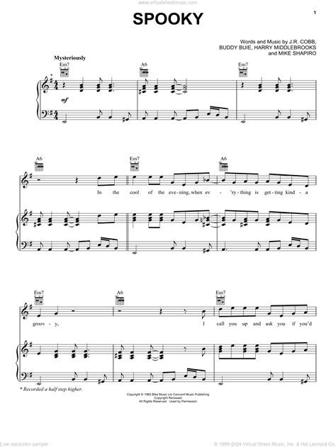 Spooky Sheet Music For Voice Piano Or Guitar Pdf Interactive