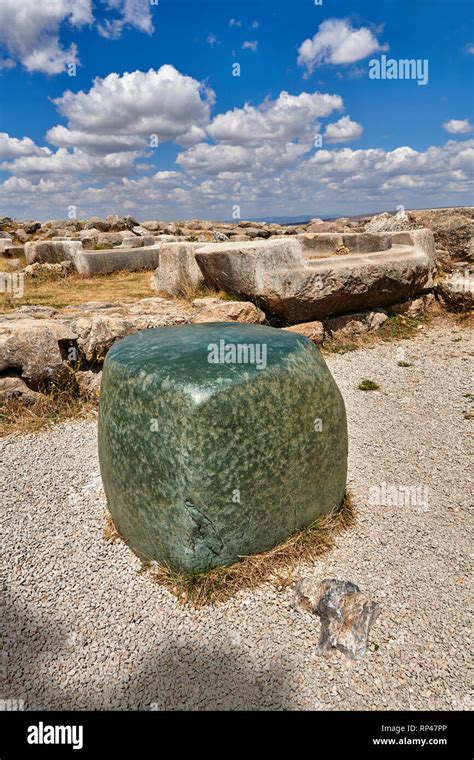 Green polished cult stone of temple I Hattusa also Ḫattuša or