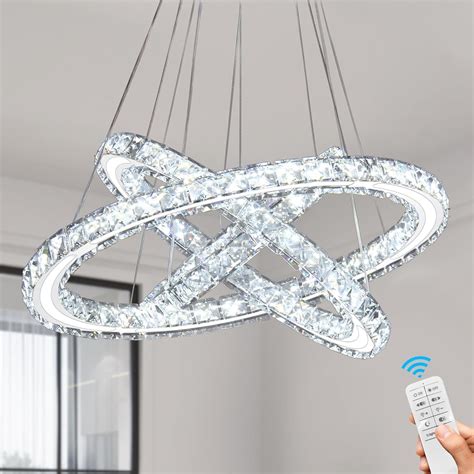 Cxgleaming Modern Crystal Chandeliers Ceiling Light Rings Dimmable