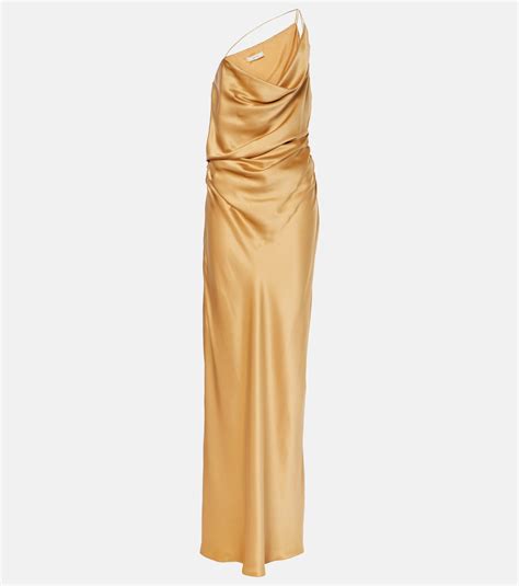 Robe Longue Asym Trique En Satin De Soie En Jaune The Sei Mytheresa