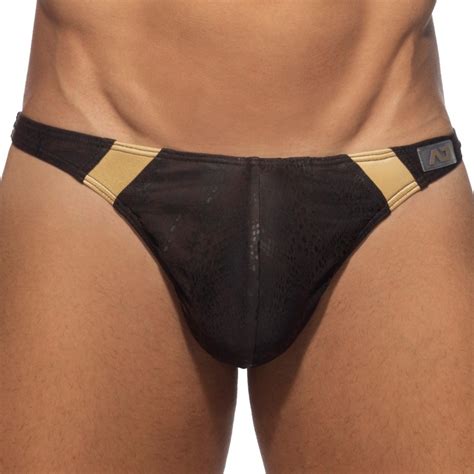 String De Bain Golden Snake Marron Addicted Vente Slip De Bai