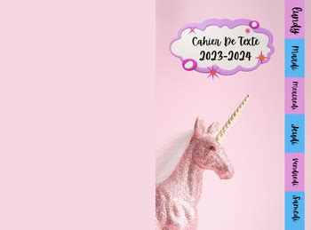 3 Cahiers De Texte 2023 2024 Licorne Avec Lignes Seyes By Kevia Paulina