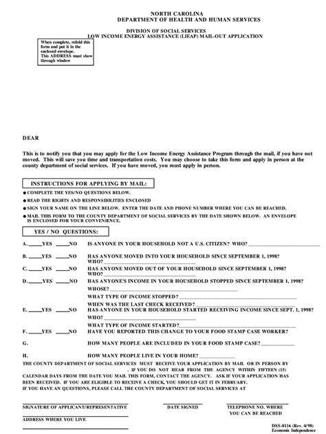 Fillable Online Dss 8116 Lieap Mail Out Application Fax Email Print Pdffiller