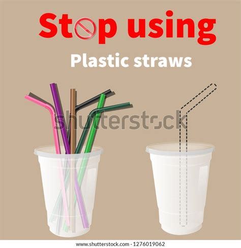 Stop Using Plastic Straws Stop Plastic เวกเตอรสตอก ปลอดคาลขสทธ