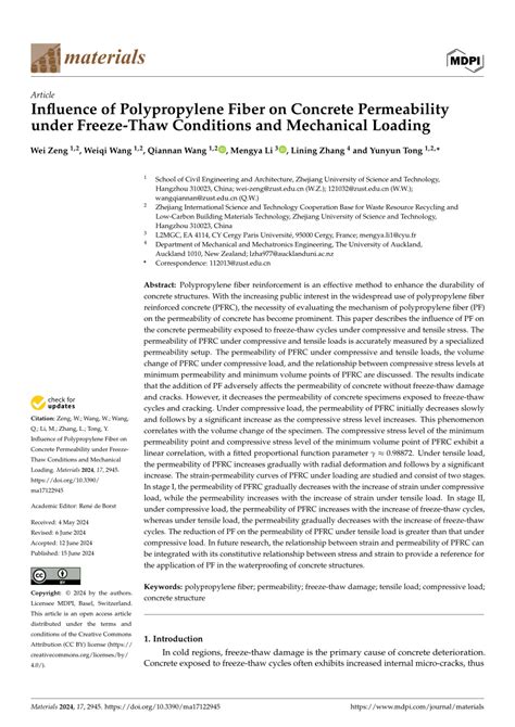 PDF Influence Of Polypropylene Fiber On Concrete Permeability Under