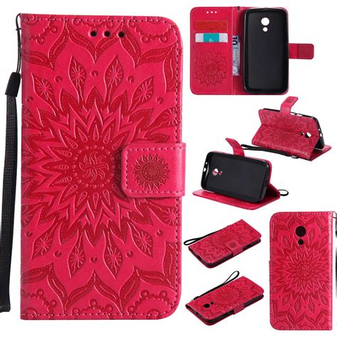 For Motorola Moto G Case Luxury Flower Embossing Pu Leather Wallet