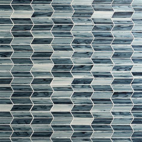 Maya Chevron Dusk Blue 2x7 Polished Glass Mosaic Tile Mosaic Tiles