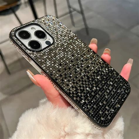 Glitter Rhinestone Bling Gradient Diamond Back Cover Case For Iphone 15 Pro Max 14 11 12