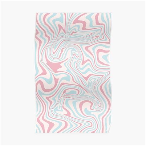 Modern Liquid Swirl Retro Abstract Pattern In Soft Blush Pink And Blue