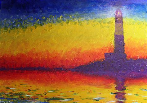 Lighthouse, Acrylic on Canvas 24X18 (Inspiration from Claude Monet)