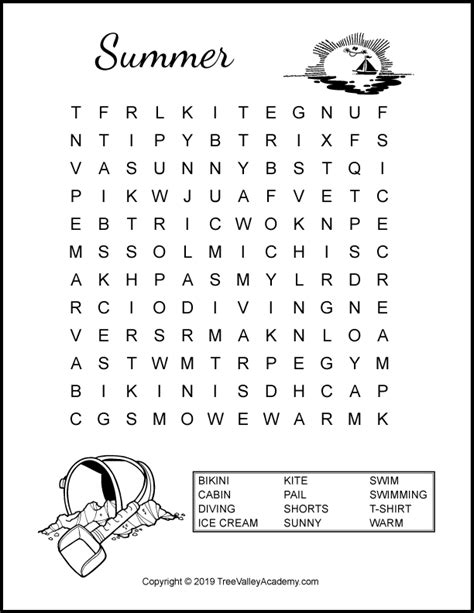 Summer Free Printable Word Searches