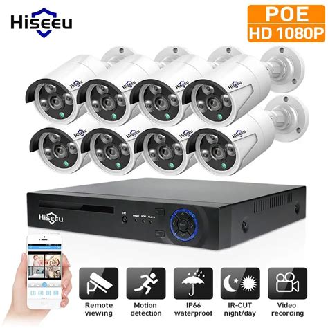 HD 8CH NVR 1080P POE CCTV Camera System Kit 2MP Outdoor Waterproof IP