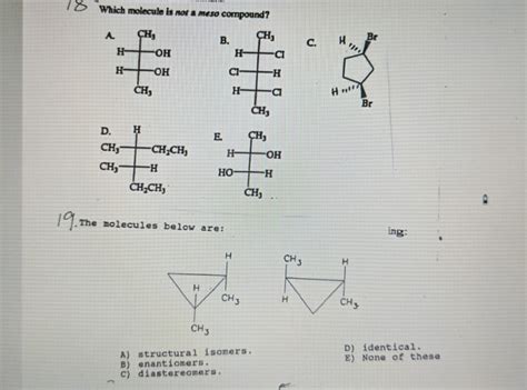 Solved O Which Molecule Is Not A Meso Compound CH OH HOH H Chegg