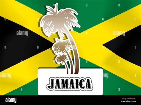 Jamaica Jamaican Flag Palm Trees Vector Illustration Stock Vector Image And Art Alamy